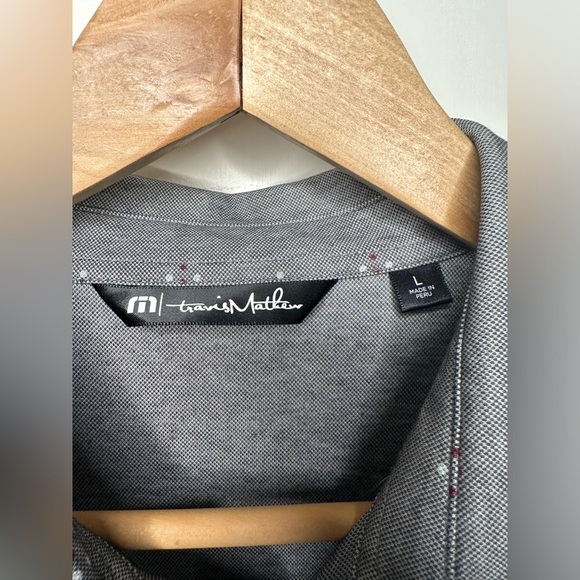 Travis Mathew Polo Shirt Mens Large Gray Dot Golf Pima Cotton Spring Sports - Picture 6 of 12
